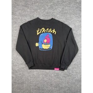 Pink Dolphin Ship in Bottle Crewneck Sweatshirt Black Streetwear Made USA Size S